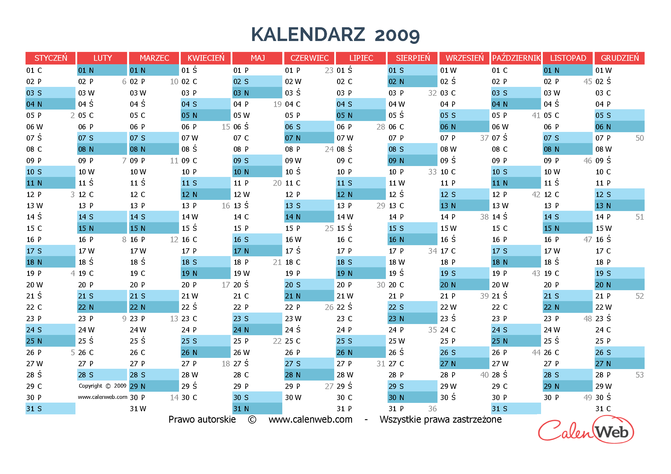 Kalendarz 2009