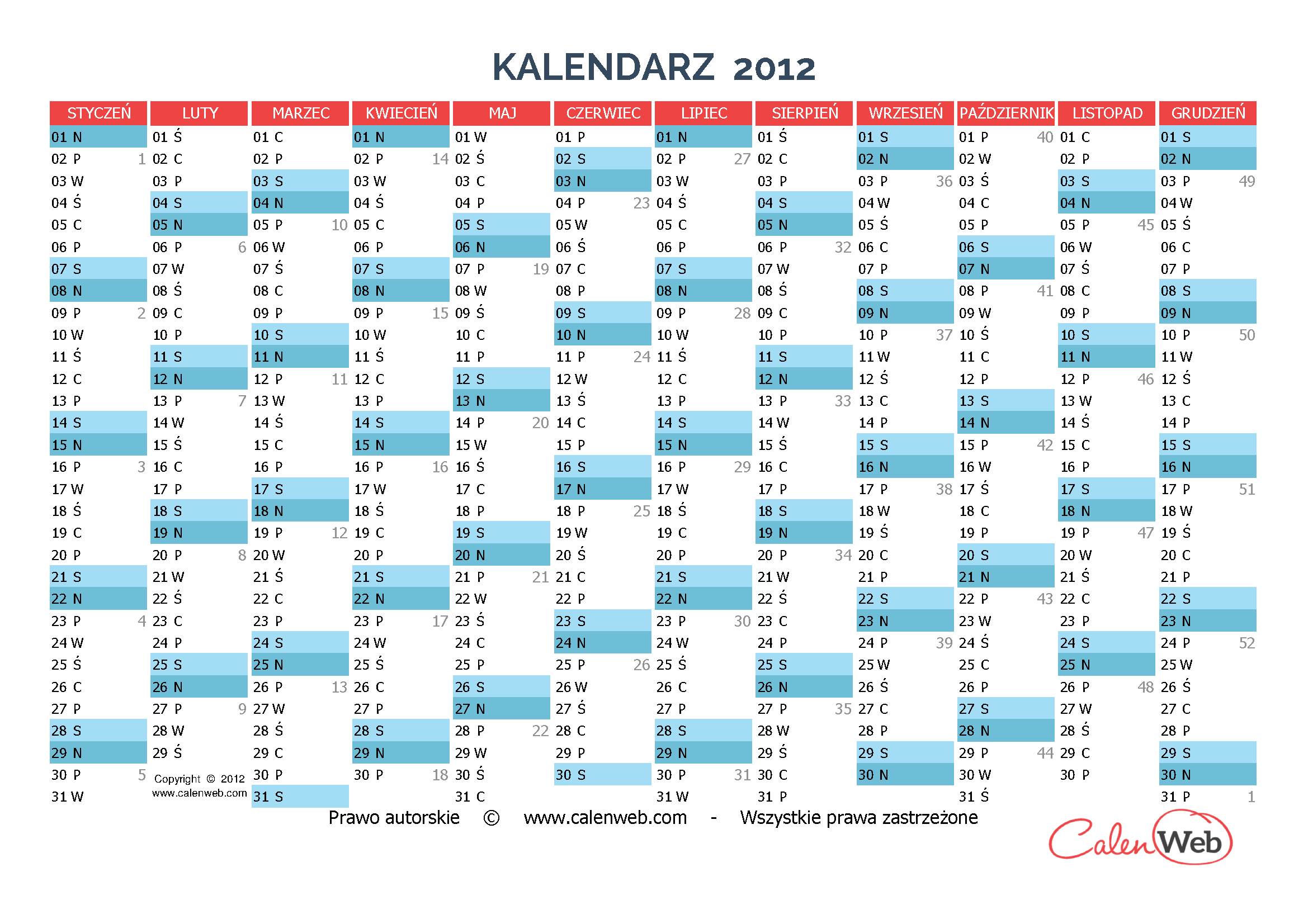 Kalendarz 2012
